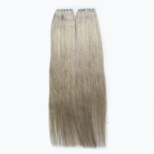 Silver Grey Color Tape In Hair Extensio brazilian virgin hair 200g 80pcs Human Hair On Adhesive Tape Brazilian Straight Skin Weft