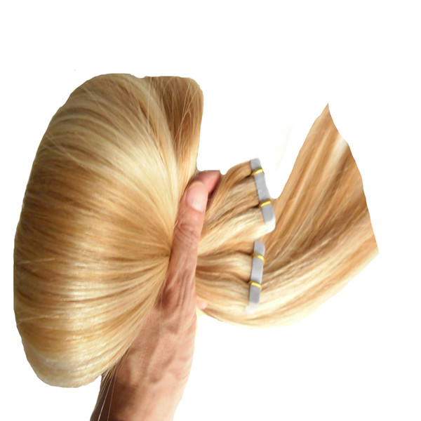 Virgin Remy Hair Skin Wefts Hair US Tape Seamless P27/613 Tape In Human Hair Extensions Straight 40 pcs 100g