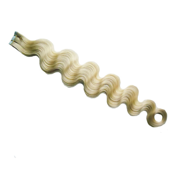 613 Bleach Blonde brazilian hair body wave 100g Tape in human hair extensions 40pcs skin weft tape hair extensions