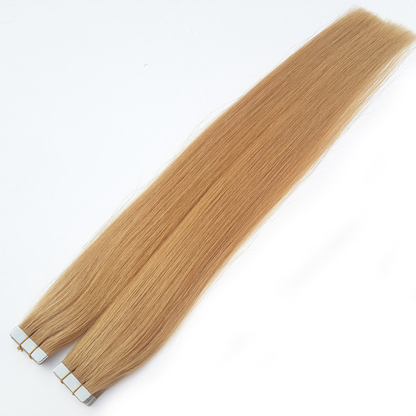 Skin Weft Hair Extensions Remy Tape Hair Extensions Sell Quantity Well Straight Peruvian Hair Strawberry Blonde Factory Outlet