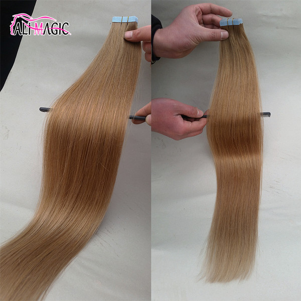 New Tape Hair Extensions Virgin Peruvian Hair Tape In Human Hair Extensions Remy 40pieces Straight 18''20''22''24''Skin Weft Cheap