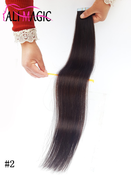 Tape In Human Hair Extensions Remy PU Skin Weft Hair Extensions Dark Brown 18''20''22Inch Cheap Wholesale Real Hair