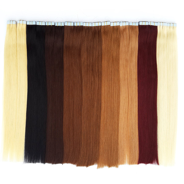 Online sales Charismatic Tape Hair Extensions Skin Weft Tape Hair Brazilan Straight Best Quality Remy Human Hair 12-24inch 20 colors