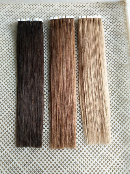 LUMMY 4cm Width 16''-24'' 2.5g/pc 40pcs/100g Silk Straight Indian Hair Skin Weft Remy Tape In/On Human Hair Extensions