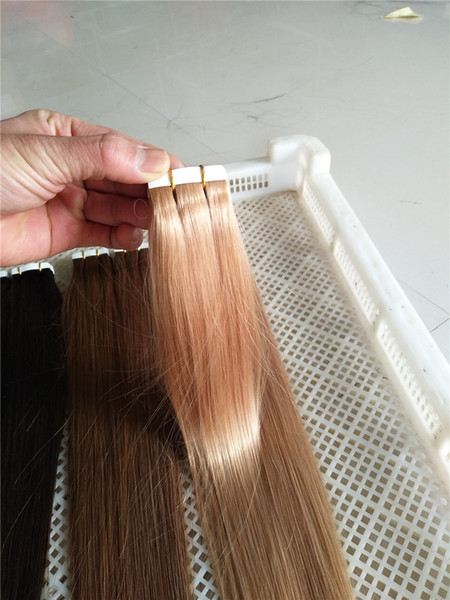 LUMMY Skin Weft Tape In Human Hair Extensions 4cm Width 16''-24'' 2.5g/pc 40pcs/100g Color#14 Brownish Blonde Silk Straight Remy Hair