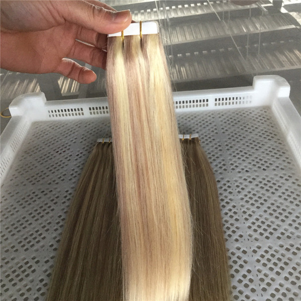 Piano Color #18 #613 Mix Color Remy Human Hair Fashion Style Skin Weft Seamless Hair Extensions 40pcs 100g/set Tape in Hair Extensions