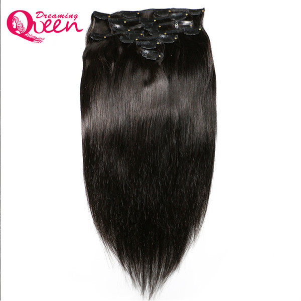 Brazilian Straight Hair Clips In Human Hair Extensions 120g 8pcs/Set 1 Bundles 18 Clips Ins Brazilian Virgin Human Hair Extension