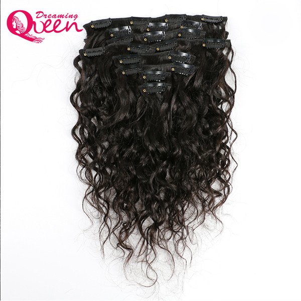 Brazilian Natural Wave Clips In Human Hair Extensions 120g/Bundles 8pcs/Set Clips In Weave 100% Virgin Human Hair 