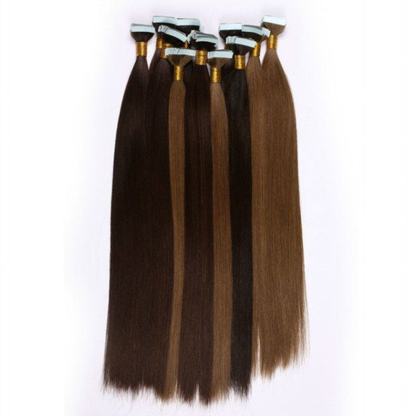 Top quality 100g 40pcs Glue Skin Weft PU Tape Human Hair extensions 18 20 22 24inch Brazilian Indian hair extension