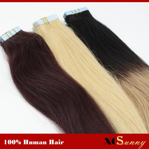 XCSUNNY Stock Indian Virgin Tape Human Hair Extension Straight 100g 18inch 20inch Tape In Human Hair Extensions