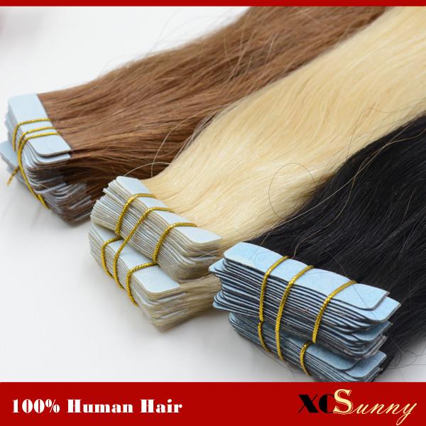 XCSUNNY 18 - 24 inch Tape Hair Extension 6a 40pcs 100g/pack 100% Human Hair Extensions