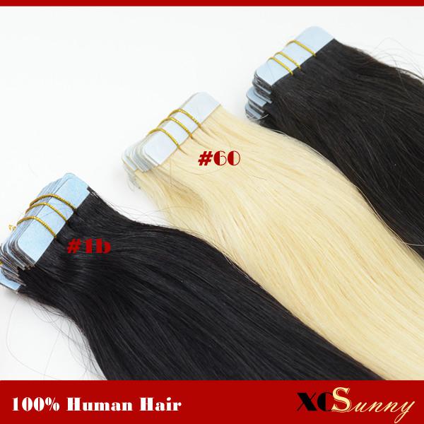 XCSUNNY Straight Tape Hair Extensions Remy Human Hair Extension 100g/pack