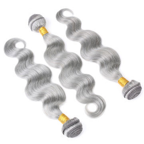 Sliver Grey Bundles Body Wave Malaysian Virgin Human Hair Weaves 8a Grade Body Wave Human Hair Extensions 3Pcs/lot Double Wefts