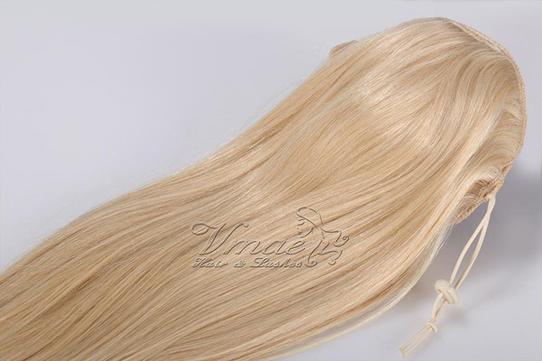 Natural Straight 613 Brown 14 to 28 inch120g inch Human Virgin Hair Extension horsetail tight hole Clip In Drawstring Ponytail VMAE