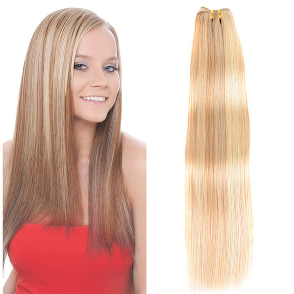 27 613 Blonde Virgin Hair Piano Color Human Hair Weaves Silk Straight 27 mix 613 Hair Bundles 3Pcs/Lot No Tangle and Shed