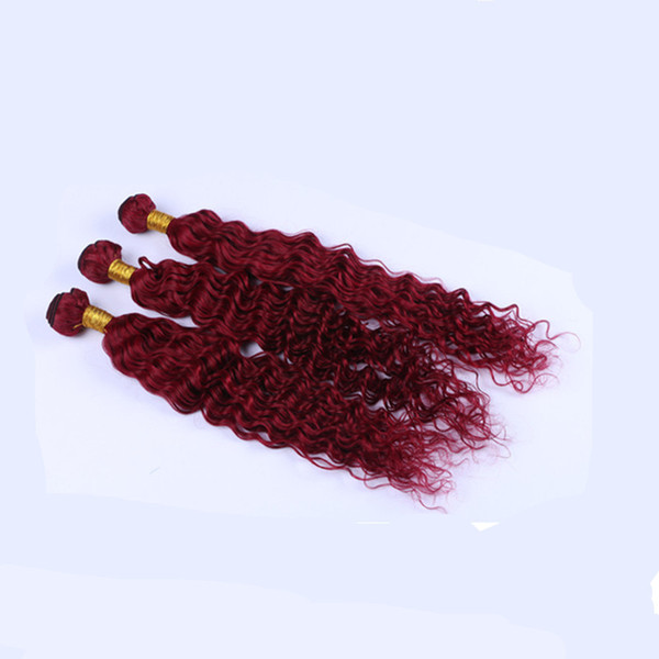 Wavy Virgin 99j Hair Bundles 3Pcs Wine Red Brazilian Human Unprocess Hair Top Quality Burgundy Deep Wave Curly Human Hair Bundles