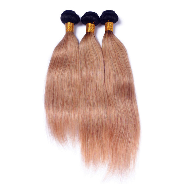 Brazilian Unprocess Ombre Hair Extensions 1B/27 Ombre Human Hair Bundles 3 Pcs Virgin Hair Straight Bundles Weave Honey Blonde Bundles