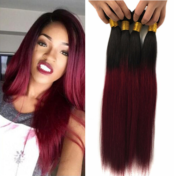 Wholesale Hot Color T1b/99J Brazilian Virgin Hair Ombre Brazilian Human Hair Weave 4pcs Bundles Burgudny Straight Hair