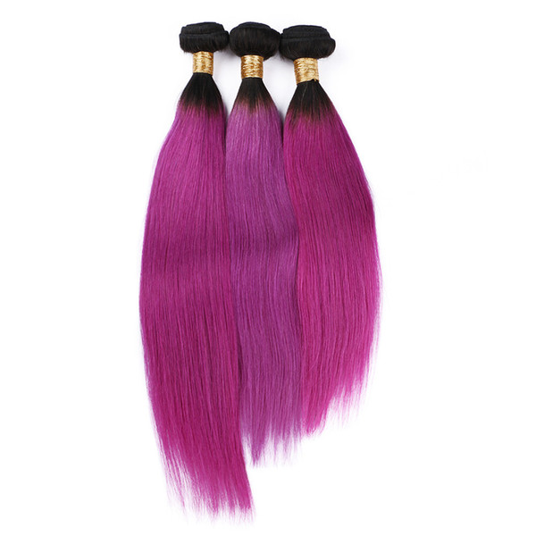 Dark root Rose Red colored ombre two tone straight hair extension 1b pink color hair extension Pink Color Cosplay Hair Extension