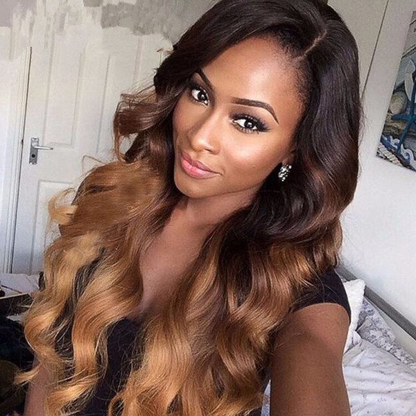 Indian Unprocess T1B/27 Ombre Hair Extensions Two Tone Blonde Ombre Human Hair Bundles 3 Pcs Indian Virgin Hair Body Wave Bundles Weave