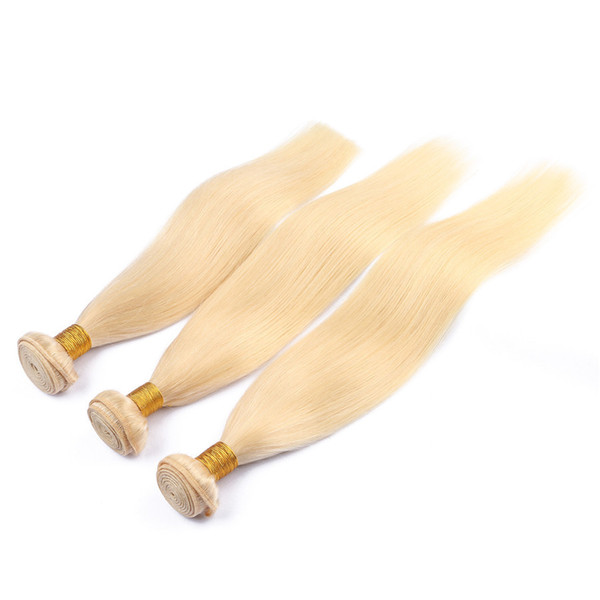 Silky Straight Blonde Human Hair Bundles 3Pcs/Lot Double Weft Soft Hair 8a Good Quality 613 Blonde Virgin Peruvian Hair Extensions