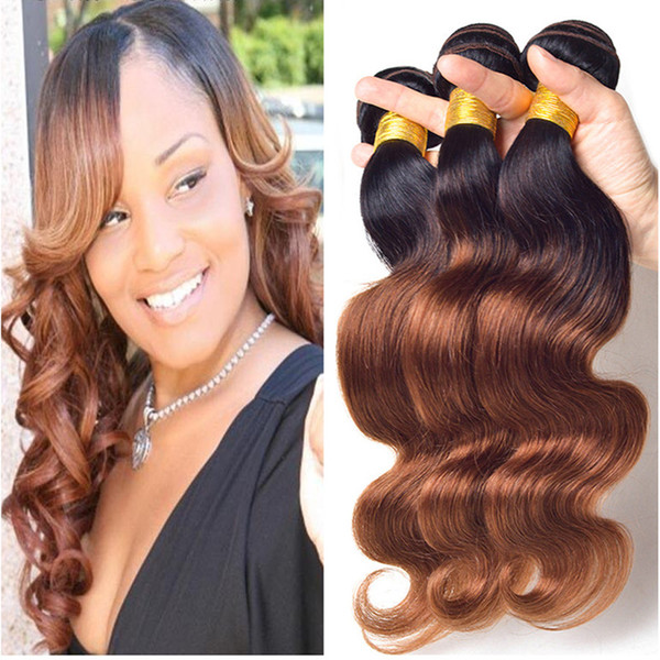 Dark Brown Ombre Brazilian Hair Weave Bundles 3Pcs Brazilian Virgin Hair Ombre Body Wave Two Tone 1B 33 Brazilian Ombre Human Hair Bundles