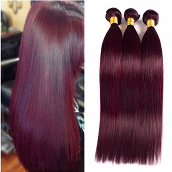 Grade 10A Brazilian Burgundy Hair Extensions #99J Wine Red 3Bundles Brazilian Silky Straight Burgundy Red Human Hair Weaves DHL Free