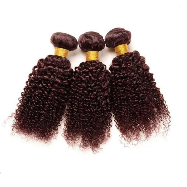 Kinky Curly Human Brazilian Virgin Hair 99j Wine Red Afro Kinky Hair Extensions 3Pcs Lot No Tangle No Shed Quality Hair