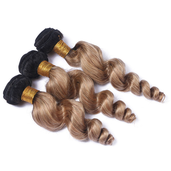 Peruvian Human Loose Wave Hair Bundles Two Tone 1b 27 Brown Blonde New Color Loose Wave Human Virgin Unprocess Hair Wefts 3pcs/lot