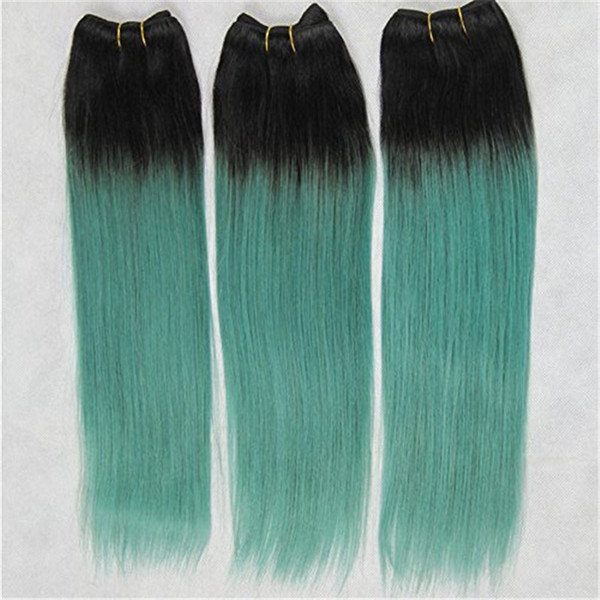 Two Tone 1b Green Hair 3 Bundles Brazilian Virgin Human Hair Weave 1b Green Ombre Hair Extension Green Colored Bundles