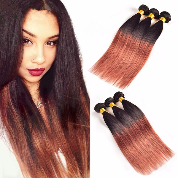 3 Bundles Human Hair Brazilian 9A Two Tone Straight Hair Weave #1b 33 Cheap Straight Hair Bundles Ombre Honey Blonde For Sale