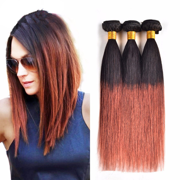 New Arrive Brazilian Human Two Tone 1b 33 Dark Brown Straight Hair Honey Blonde Ombre Straight Virgin Hair Brown Blonde Hair Weave