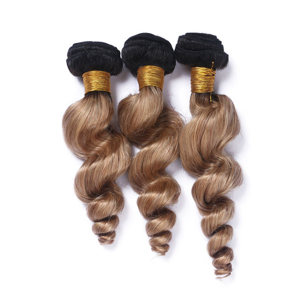 Peruvian Virgin Hair Bundles 3Pcs/lot 100g/pc Unprocessed Human Hair Weaves Peruvian Loose Wave Virgin Hair Wefts Ombre Brown T1b/27