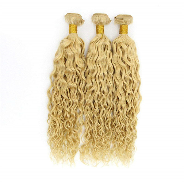 New Arrival Honey Blonde Virgin Hair Water Wave 3Pcs Strawberry Blonde Wet and Wavy Hair Wefts #27 Light Brown Human Hair Weave
