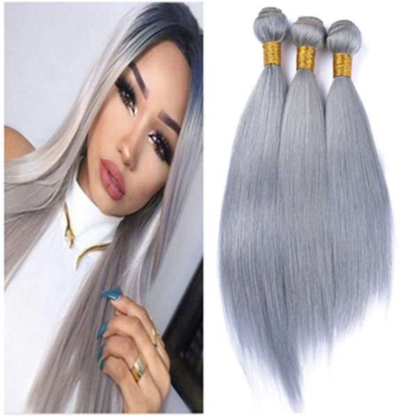 Malaysian Straight Grey Hair Weave Grade 8A Malaysian Virgin Hair Bundle Deals 3 Pcs/Lot Great Malaysian Brazilian Hair Weave Bundles