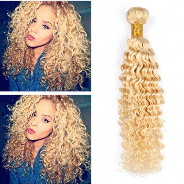 Blonde Deep Wave Human Hair Bundles 3Pcs/Lot Deep Curly Wavy Hair Extension #613 Virgin Malaysian Hair Bundles For Sale