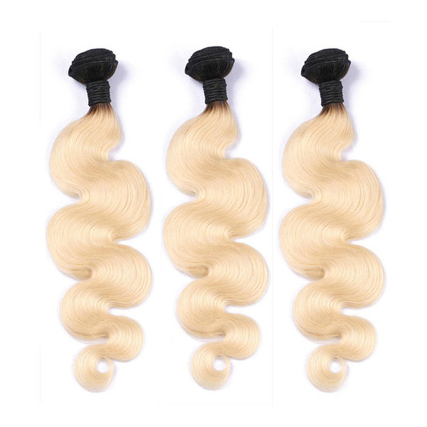 Body Wave Blonde Hair Bundles 8A Grade Ombre 1b 613 Bleached Blonde Brazilian Human Virgin Hair Extensions 8a Grade Hair Weaves
