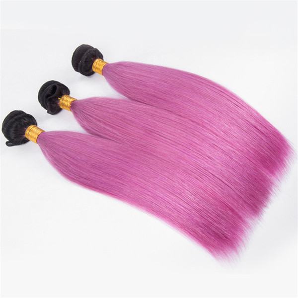 Two Tone Purple Human Hair Weaves 3 Bundles Purple Hair Extensions Silky Straight Ombre Human Hair Extensions 3Pcs/Lot