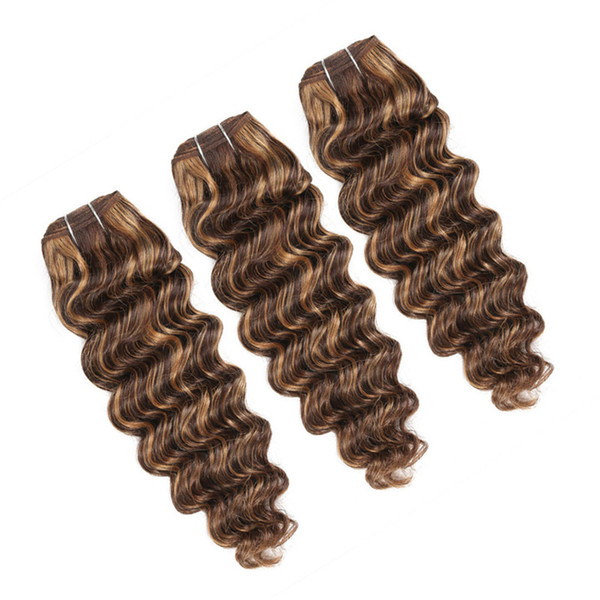 New Arrive 4 27 Honey Blonde Deep Wave Human Hair Weaves 3Pcs/Lot Brown Blonde Piano Color Hair Bundles