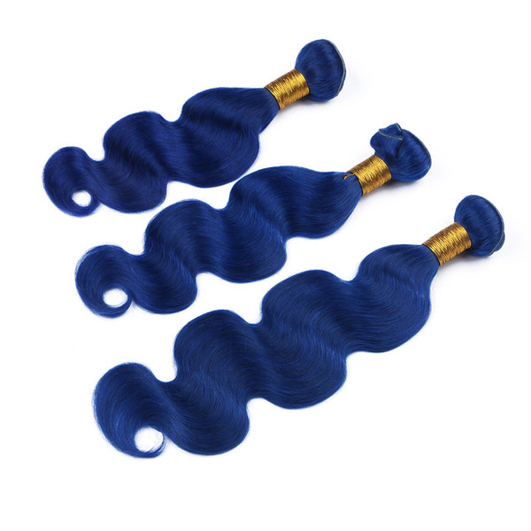 Body Wave Blue Human Hair Bundles 3Pcs/Lot Virgin Peruvian Hair Extensions Cheap Hair Bundles Body Wave Wavy Weaves