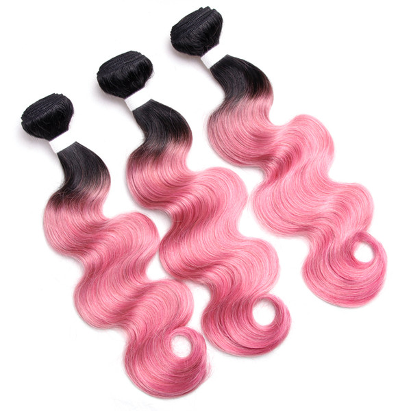 1b pink ombre two tone ombre hair 3 bundles lot 1b pink 100% human body wave hair weaving bundles