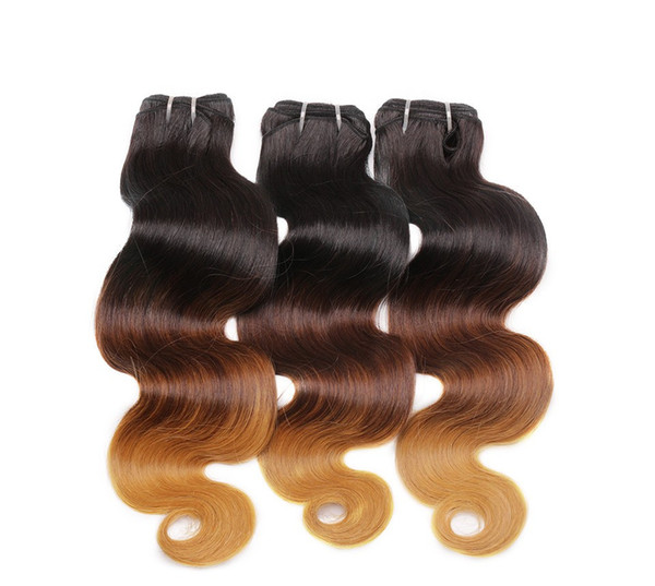 Ombre Brazilian Peruvian Malaysian Indian Body Wave Weave 3 Tone Ombre Human Hair Bundles Body Wave #1B 4 27 Honey Blonde Hair 3Pc