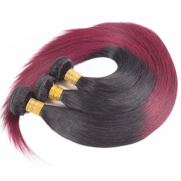 1B 99J Ombre Burgundy Hair Extensions Indian Hair Bundles Silk Straight Color Wine Red Indian Human Hair 3Pcs Lot Dark Root 99j Bundles