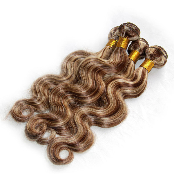 Body Wave Mix Piano Color #8 613 3 Bundles Brown Blonde Hair Extension 100% Human Hair Weave European Wedding Hair Salon Bundles