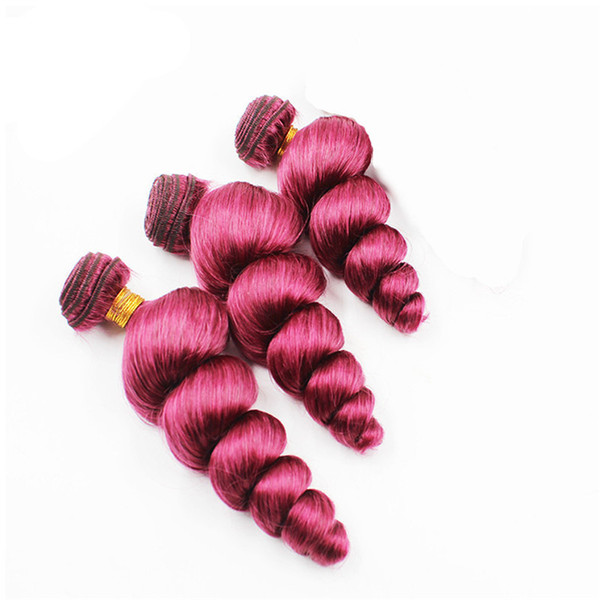 Jujube red Loose Wave Human Hair 3 Bundles Blush Colored Peruvian Virgin Hair Extension Double Weft 9A Top Quality