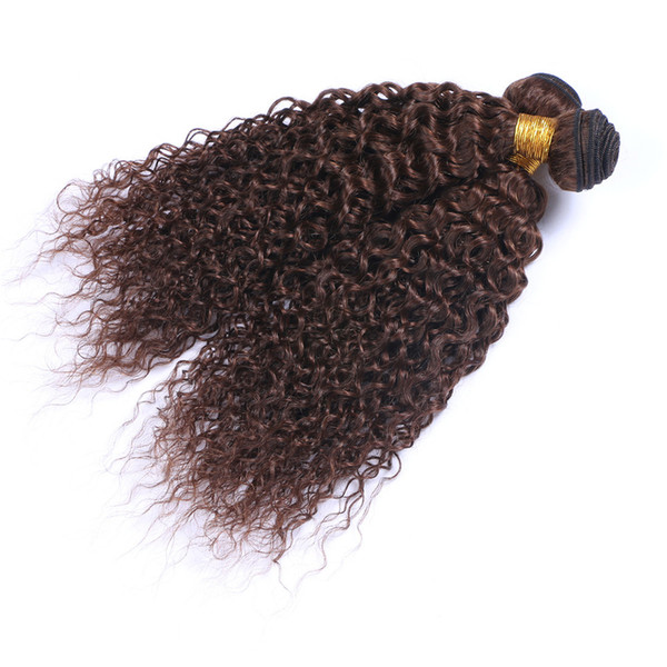 Brazilian Hair Weaving Kinky Curly Hair Weave Short Long Human Hair Extensions Virgin Curly #4 Brown Factory Wholsesale Price