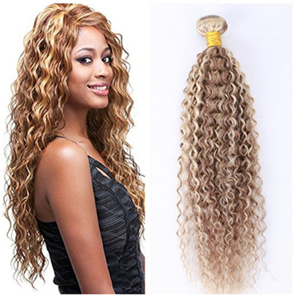 Afro Kinky Human Hair Bundles 27/613 Honey Blonde Brazilian Virgin Double Weft Human Hair 3Pcs/lot Kinky Curly Hair