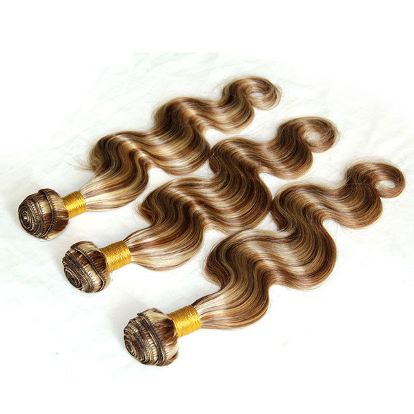 Piano Color 8/613 Mix Human Hair Wedding Hair Brown Blonde Body Wave Human Hair Weaves Highlight Virgin Brazilian Bundles 3Pcs/Lot