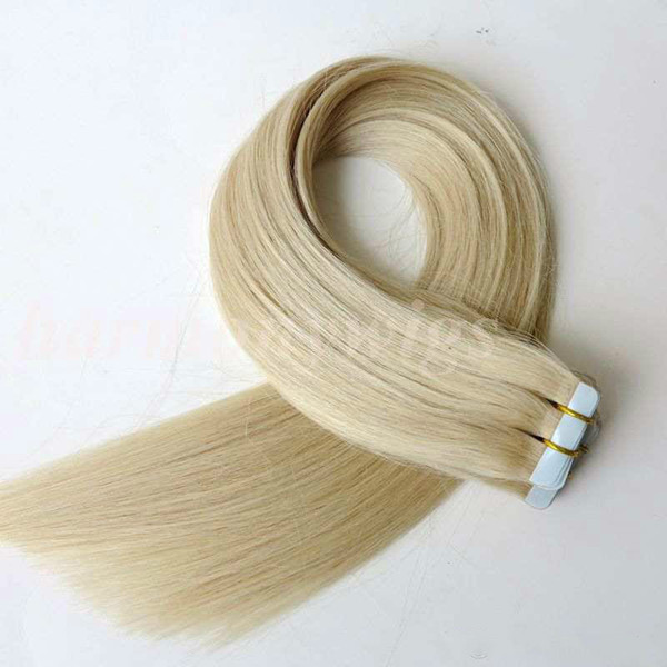 50g 20pcs Tape in Human Hair Extensions 18 20 22 24inch #60A color Adhesive Skin Wefts PU Tape human Hair