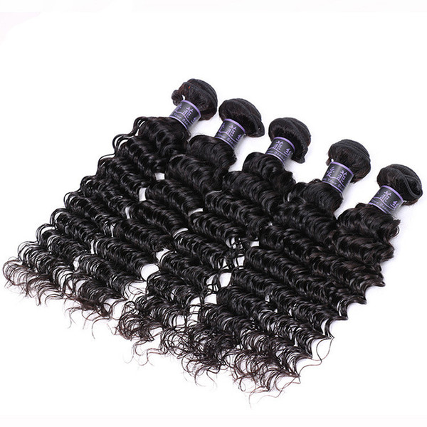 Z&F Deep Wave Brazilian Hair Human Hair Weft Extension Curly 100% Human Naturla Black 8-30inch For Black Woman #BZHW03